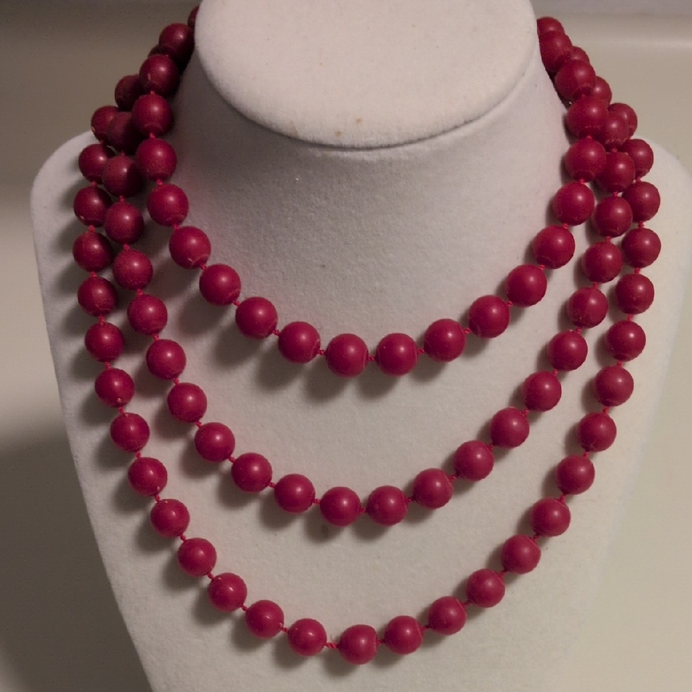 Elegant Red Beaded Costume Necklace